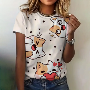 Women T-shirt Cat Print